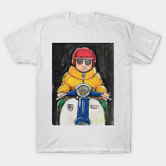 Retro Scooter, Classic Scooter, Scooterist, Scootering, Scooter Rider, Mod Art T-Shirt by Scooter Portraits